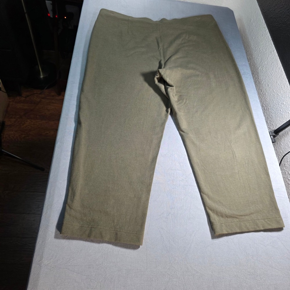 Pure Jill Slim Leg Cropped‎ Pants Olive Green Pima Cotton Modal Stretch Large